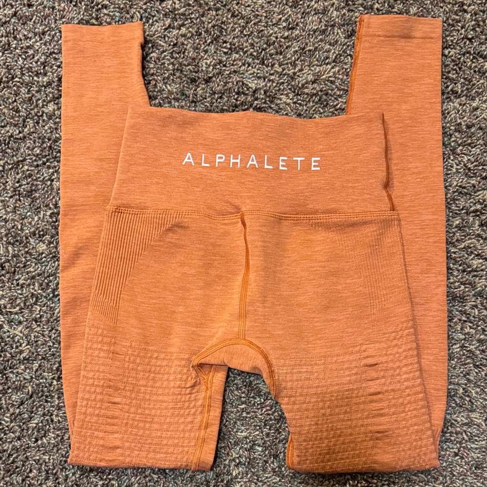 Alphalete Heathered Seamless High-Waist Leggings - Light Burnt Orange Small S